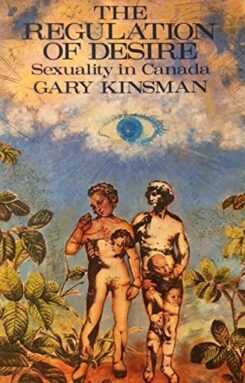 Cover of Regulations of Desire: Sexuality in Canada by Gary Kinsman showing illustration of two men