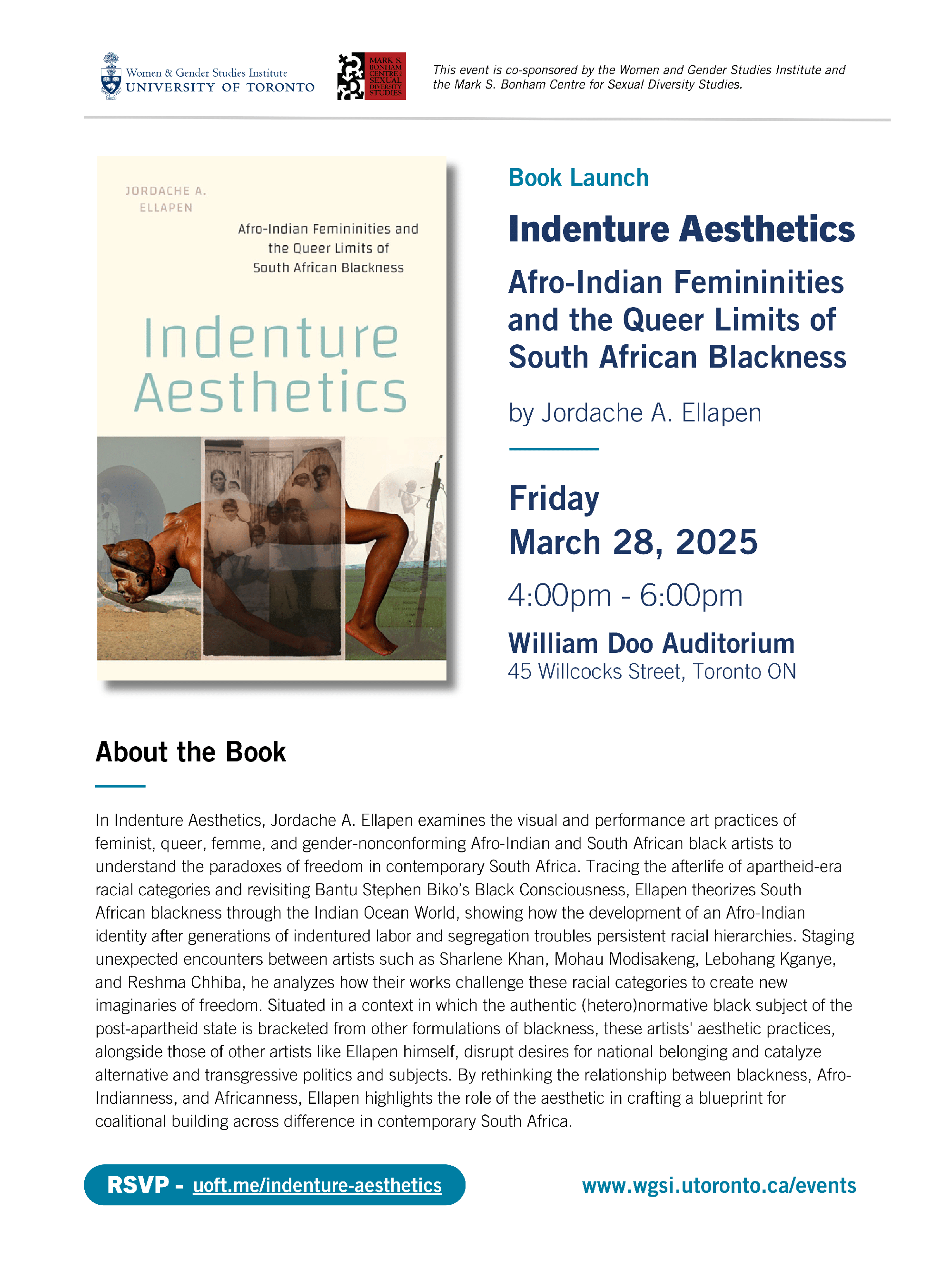 Book Launch: Indenture Aesthetics: Afro-Indian Femininities and the Queer Limits of South African Blackness