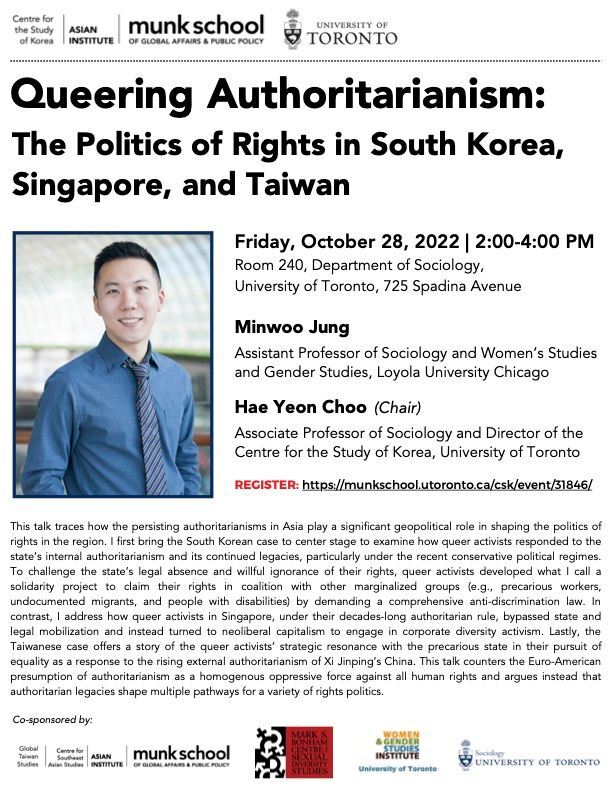 Queering Authoritarianism: The Politics of Rights in South Korea, Singapore, and Taiwan