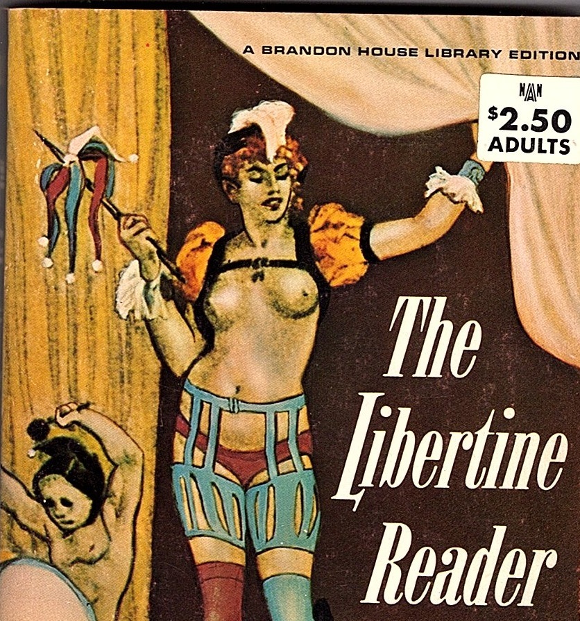 Cover of the Libertine Reader featuring an illustration of bare chested woman.
