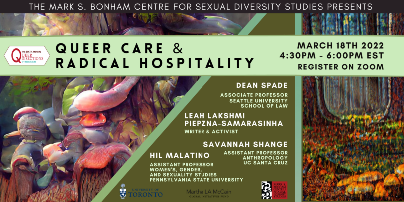 Banner featuring stylized images of symbiotic fungi with tree trunks, featuring the event title, details, and guest names detailed in event post. Logos for the University of Toronto, Bonham Centre, and Martha LA McCain Global Initiatives Fund at the bottom.
