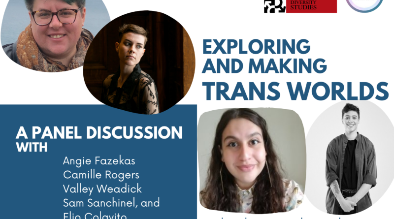 A banner with photos of most panelists presenting at the November Sex Salon titled Exploring and Making Trans Worlds. Event details are included alongside logos for the Bonham Centre and Sex Salon.