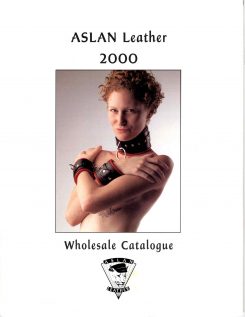 Cover of Aslan Leather 2000 Wholesale Catalogue showing naked woman covering up her chest