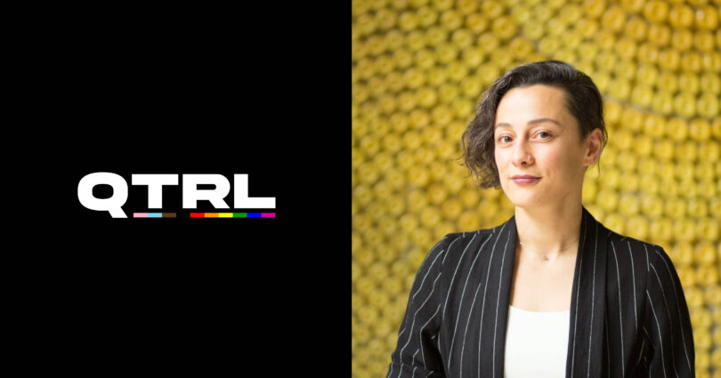 Elif Sari's portrait photo beside the QTRL logo on a black background.