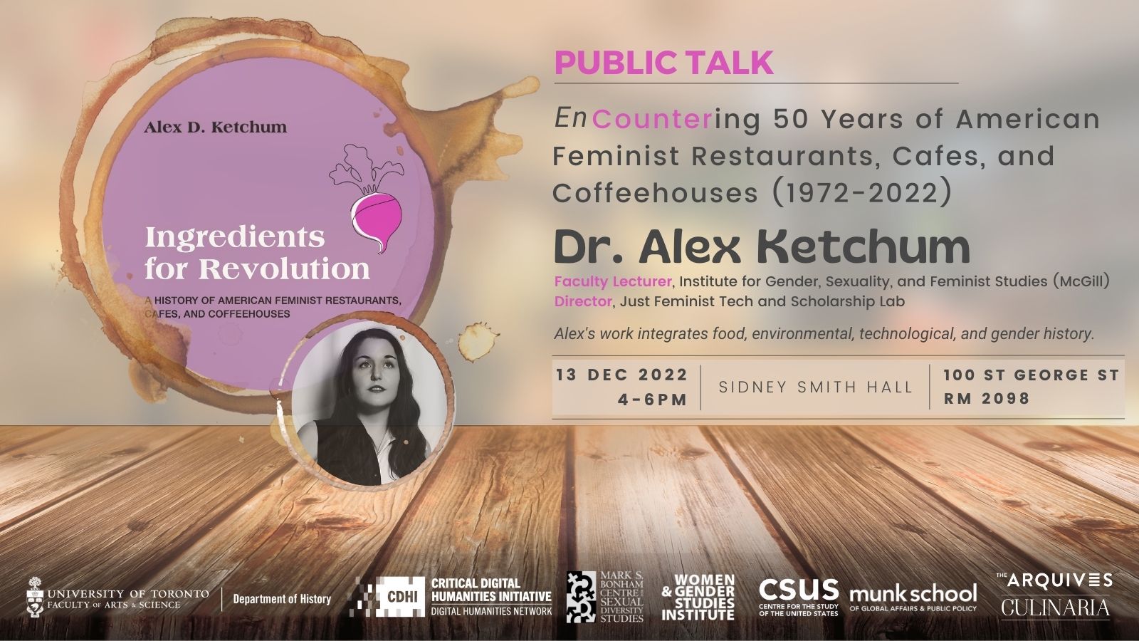 Public Talk by Alex Ketchum - EnCountering 50 Years of American Feminist Restaurants, Cafes, and Coffeehouses (1972-2022)