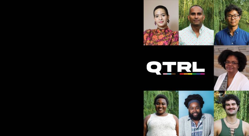 Banner showing profile pictures of each member of the 2021-22 QTRL Academic team.